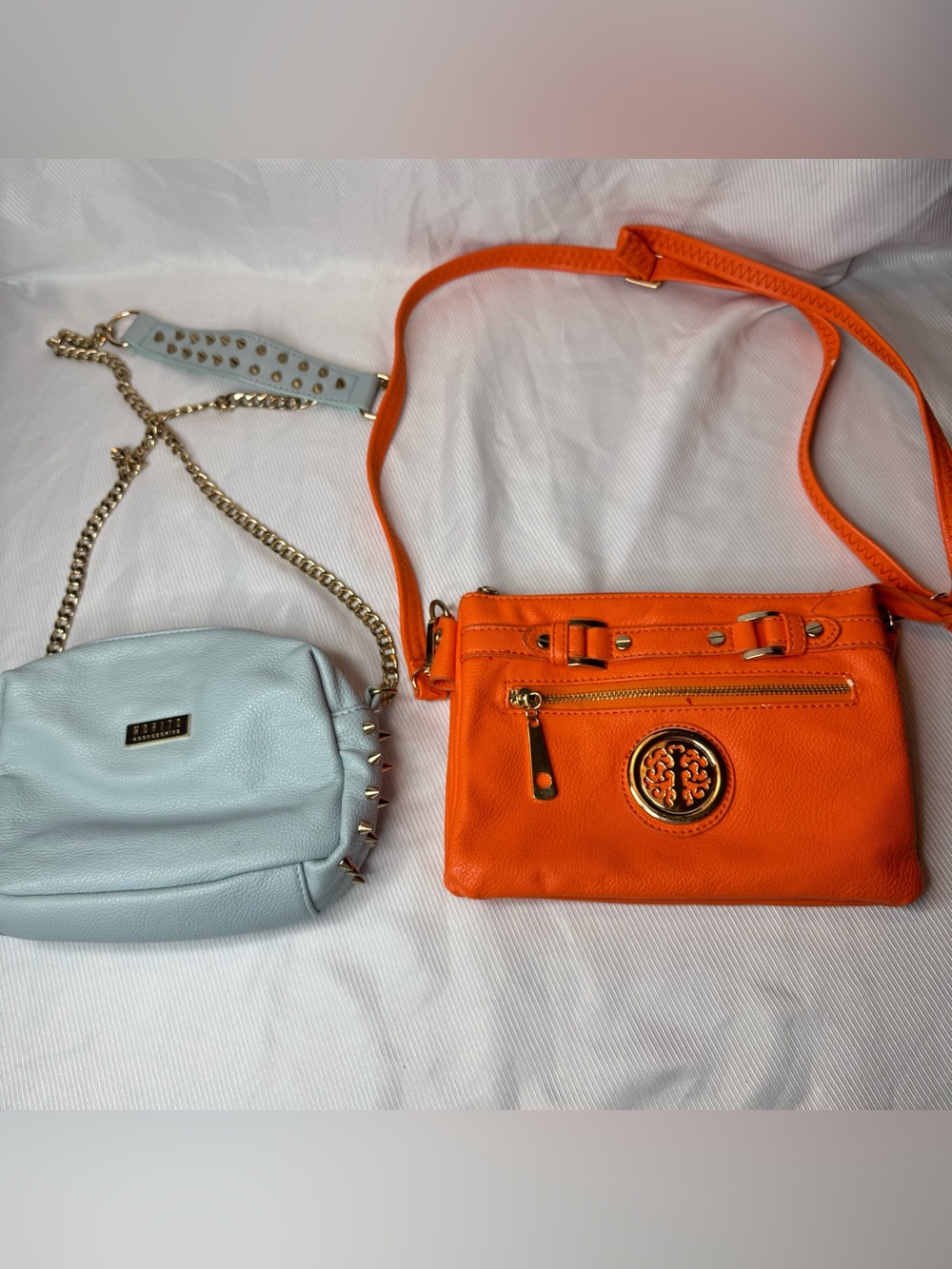 Orange multi zip purse & MOHITO Accessories light blue purse - 2 crossbody bags